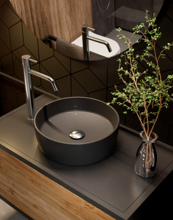 Раковина накладная 35.5см AQUAme AQM5012MDG серый матовый