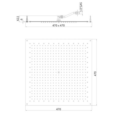 Верхний душ для установки в подвесной потолок Bossini Paris I01604.021 золото