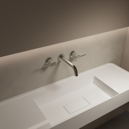 Смеситель для раковины на 3 отверстия Vincea Groove VBFW-4G1BN брашированный никель