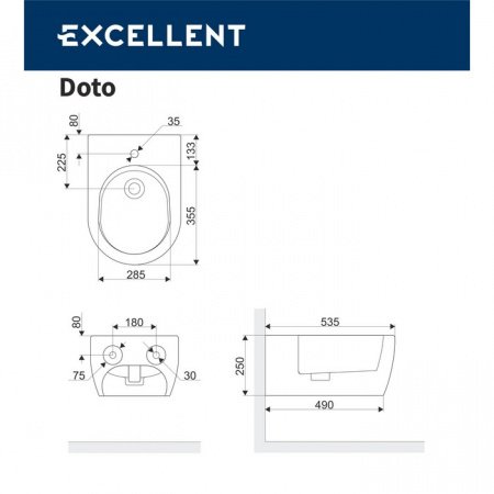 Подвесное биде EXCELLENT Doto CEEX.1506.537.WH белый