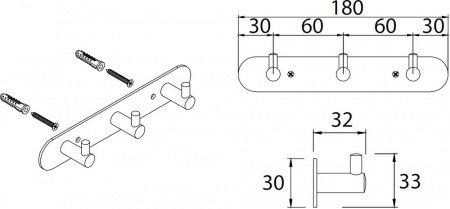 Крючки для полотенец Fixsen Hotel FX-31005-3 Хром