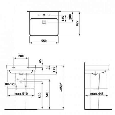 Раковина Laufen Pro S 8.1096.2.000.104.1 (55 см)