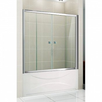 Шторка на ванну Cezares Pratico VF-2 150x140 профиль Хром стекло прозрачное
