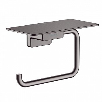 Держатель для туалетной бумаги с полкой для телефона Hansgrohe AddStories 41772340 черный хром шлифованный