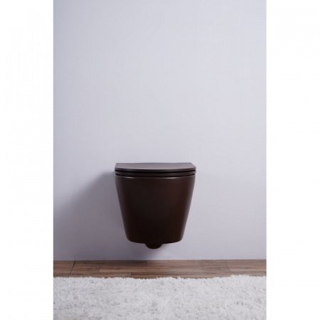 Унитаз подвесной Esbano AZALEA коричневый матовый, с сиденьем микролифт