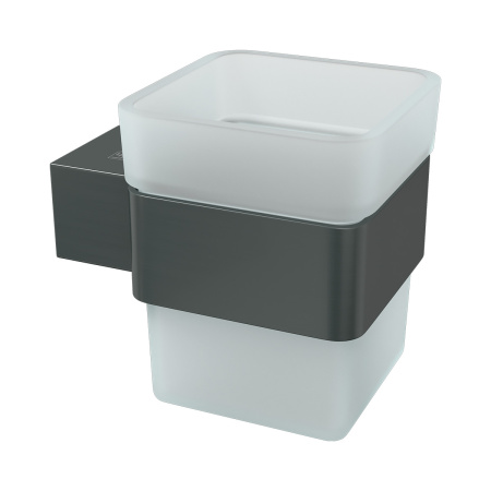 Стакан для зубных щёток Lemark SMOOTH LINE 9736015 с держателем, графит