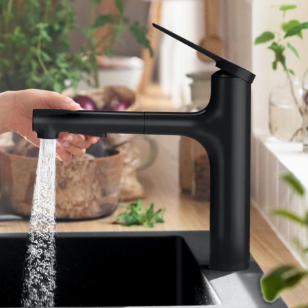 Смеситель для кухни Hansgrohe Zesis M33 74801670 черный матовый