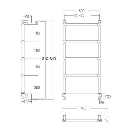 Полотенцесушитель электрический Margaroli Sole 542-5 5424705GONB 840х570 золото
