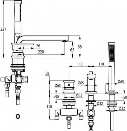 Смеситель для ванны с душем Kludi E2 494470575 хром