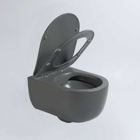 Унитаз подвесной безободковый Vincea Evo VT1-34SMA антрацит матовый, с сиденьем микролифт