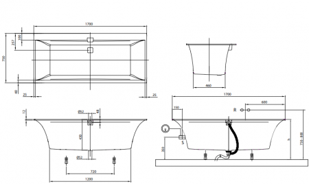 Квариловая ванна Villeroy & Boch Squaro Edge 12 UBQ170SQE2DV-01 alpin