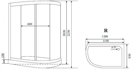 Душевая кабина Timo Comfort T-8802 R C P 120x85x220 профиль хром глянцевый, стекло прозрачное