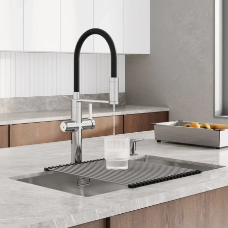 Смеситель для кухни с каналом для фильтрованной воды и гибким изливом IDDIS Ikon IKNSBFFi05 хром