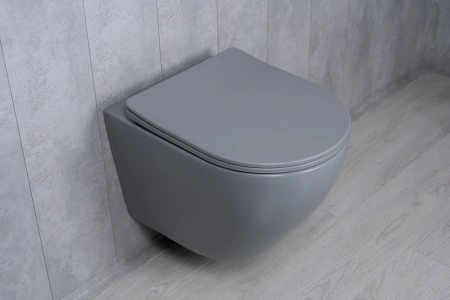 Унитаз подвесной безободковый GID Tr2122TF-Lgm серый матовый, с сиденьем микролифт