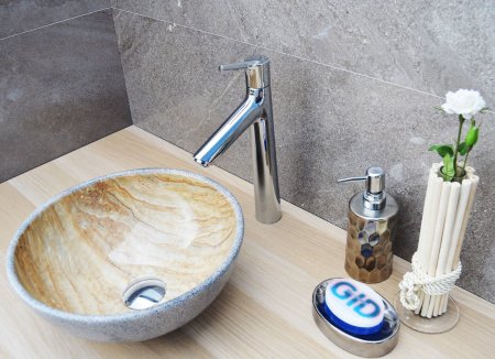 Раковина накладная 32см Gid Mnc488 оранжевый/серый