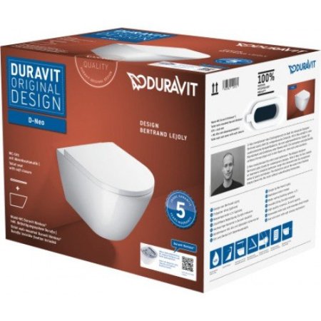 Комплект Duravit D-Neo 45770900А1: унитаз подвесной 540х360 мм, 257709 + сиденье с микролифтом 002169, цвет белый