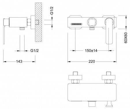 Смеситель для ванны с душем Timo Torne 4314/03Y черный матовый