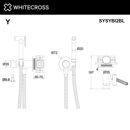 Система для биде скрытого монтажа WHITECROSS Y SYSYBI2BL (черный мат)