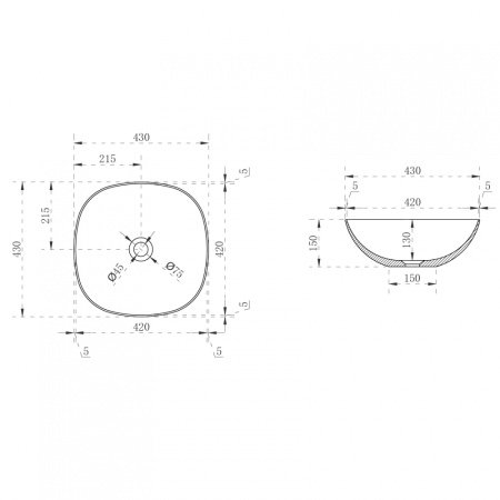 Раковина накладная 43см ABBER Kristall AT2806Opal коричневый