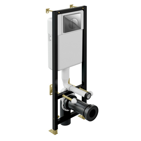 Инсталляция Cersanit BLACK 35 для унитаза механическая, кнопка LEON пластик хром глянцевый