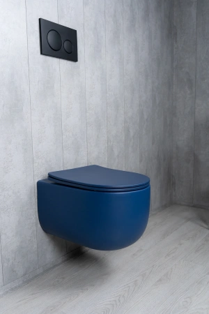 Унитаз подвесной безободковый GID Tr2133TF-BUM синий матовый, с сиденьем микролифт