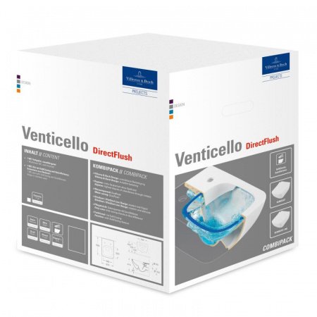 Унитаз подвесной безободковый Villeroy & Boch Venticello Pack 4611RS01 с сиденьем микролифт
