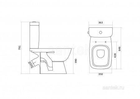 Унитаз-компакт Santek Нео Лайт с диагональным выпуском 1WH302408