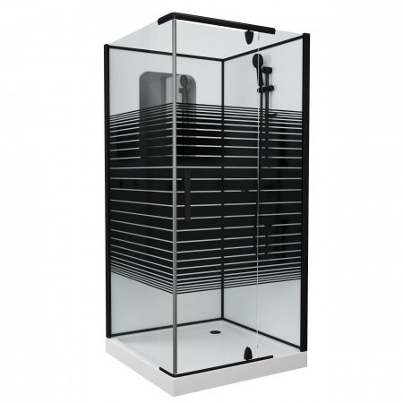 Душевая кабина Grossman GR271QR 90x90x205 профиль черный, стекло прозрачное с узором