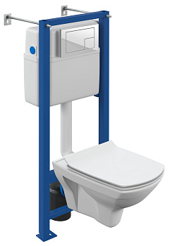 Комплект Cersanit CARINA XL CO DPL EO slim инсталляция VECTOR кнопка CORNER пластик белый