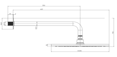 Верхний душ 28см Bossini Nobu INH031.075 матовая нерж сталь