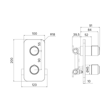 Смеситель IDDIS с двумя выходами с управлением Push Control встраиваемый  Slide SLISBBTi67