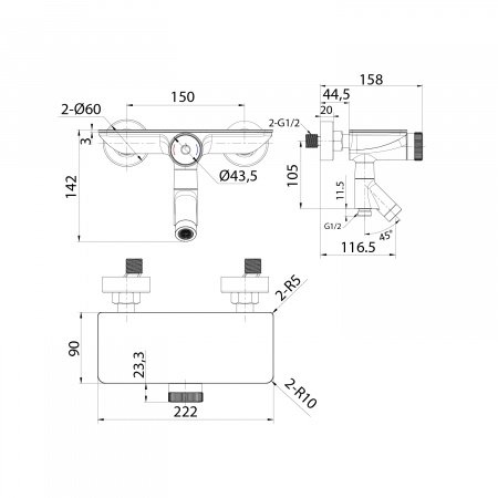 Смеситель для ванны с душем IDDIS Shelfy SHEBLBTi02WA черный матовый