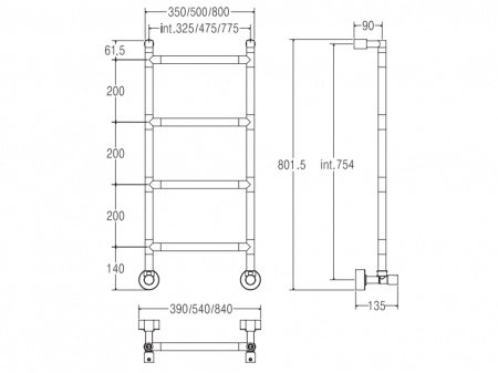 Полотенцесушитель водяной Margaroli Sereno 4824704CRN 80.1х54 хром