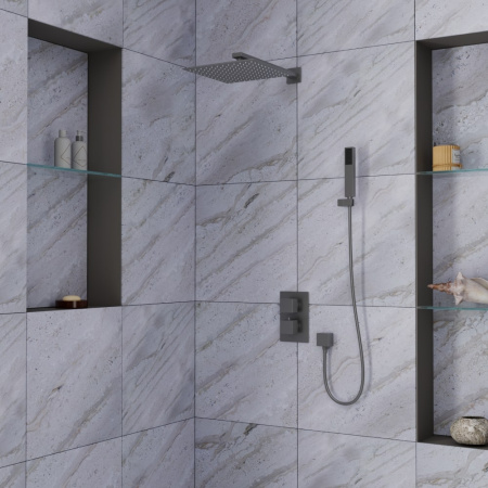 Душевая система встраиваемая с термостатом D&K Bayern.Liszt DA2515706A04, серый графит