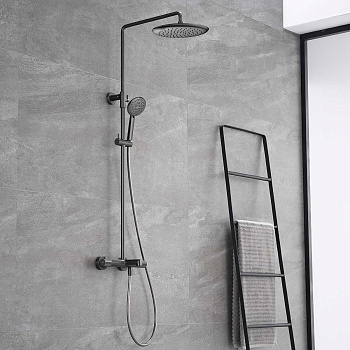 Душевая стойка с термостатом Vincea Desire VSFS-1D1TGM вороненая сталь