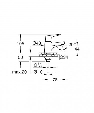 Смеситель для раковины Grohe BauFlow 20575000 хром