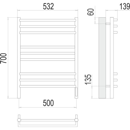 Полотенцесушитель электрический Terminus Прато П9 50х70