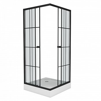 Душевой угол Niagara NG-0180-14 80x80x195 профиль черный, стекло с узором