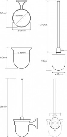 Щетка для унитаза Bemeta Retro Gold and Сhrom 144213018 Золото хром