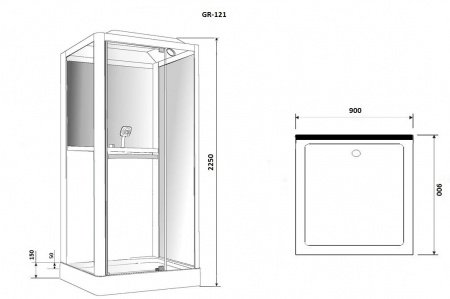 Душевая кабина Grossman GR-121 90x90x225 профиль белый, стекло прозрачное