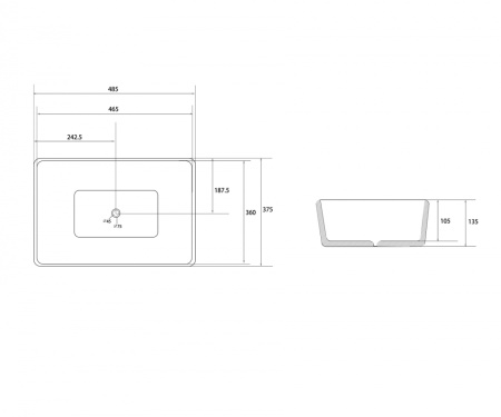 Раковина накладная ABBER Rechteck AC2212 белая