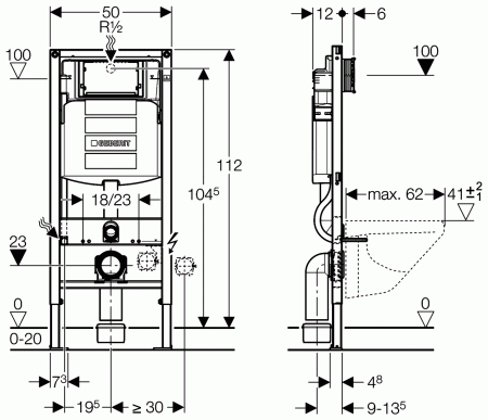Инсталляция для подвесных унитазов Geberit Duofix UP320 111.300.00.5