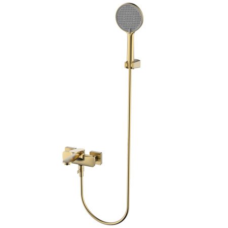 Смеситель для ванны с душевым набором AQUAme Imola AQM6712BG золото матовое