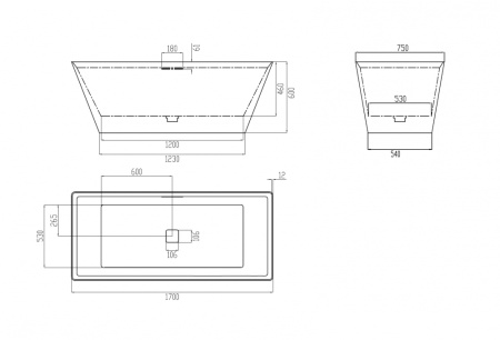 Ванна из искусственого камня ABBER Berlin AM9912G серая