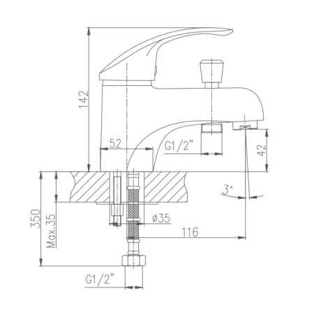 Смеситель на борт ванны Haiba HB1221, хром
