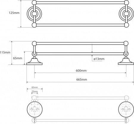 Полотенцедержатель Bemeta Retro Gold and Сhrom 144204238 Золото хром
