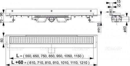 Душевой лоток AlcaPlast APZ104-1050 с опорами