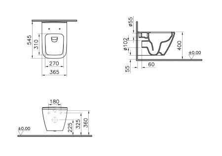Унитаз подвесной безободковый Vitra Integra Square 7082B003-0075 без сиденья