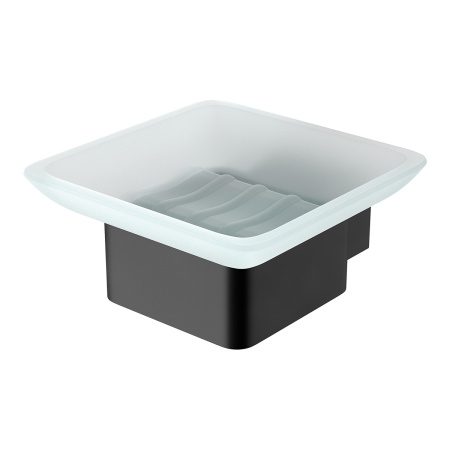 Мыльница Lemark SMOOTH LINE 9742017 с держателем, чёрный матовый