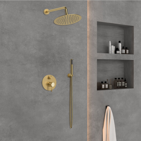 Встраиваемая душевая система со смесителем Vincea Desire VSFW-1D1BG золото матовое